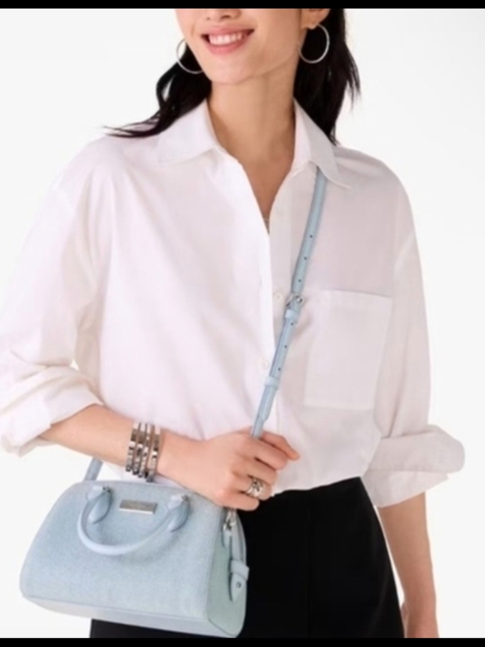 Kate Spade Madlison Crystal-Embellished Denim Satchel w Detachable Strap NWT - Picture 7 of 9